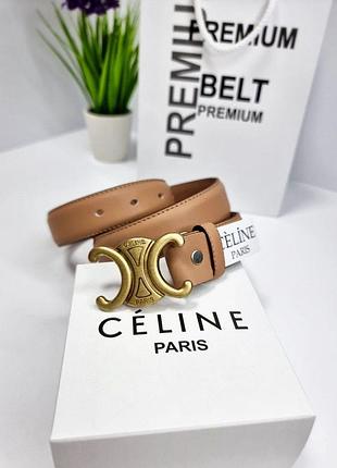 Жіночий шкіряний ремінь celine пояс для жінки з шкіри селін широкий брендовий пасок для дівчини бежевий no2