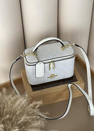 Классическая женская сумочка коуч брендовая деловая сумка из кожа coach кожаная сумка для девушки через плечо белый