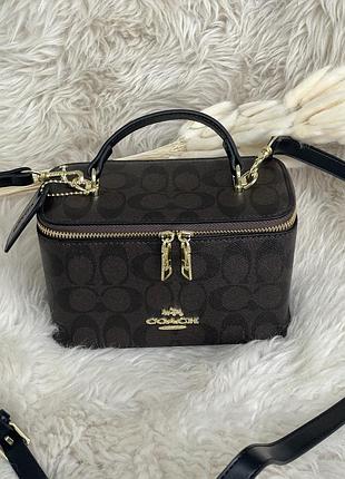 Классическая женская сумочка коуч брендовая деловая сумка из кожа coach кожаная сумка для девушки через плечо шоколадный