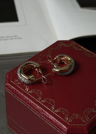 Женские серьги cartier вечерние ювелирные сережки с камнями swarovski картье брендовые серьги для ушей
