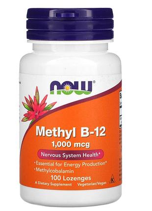 Вітамін b12 1000 мкг now foods methyl b-12 метилкобаламін для нервової системи 100 пастилок