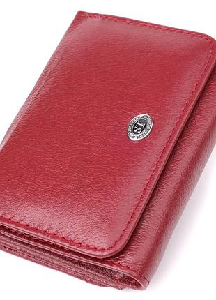 Компактный женский кошелек из натуральной кожи st leather 23073 бордовый