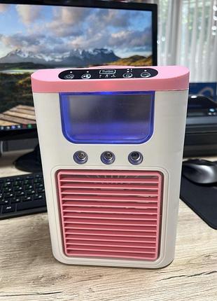 Вентилятор, кондиціонер air cooler fan портативний зволожувач повітря з usb, біло-рожевий