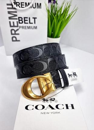 Шкіряний жіночий ремінь двосторонній coach пояс для жінки з шкіри коуч широкий брендовий пасок для дівчини