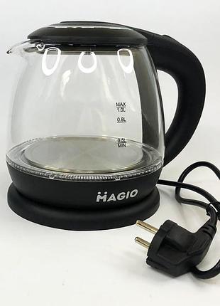 Електрочайник з індикатором включення magio мg-496 1 л 900 вт, чайник електричний модний rn-75