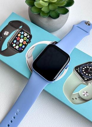 Смарт часы фитнес браслет smart watch n76 беспроводная зарядка пульсометр тонометр голубой + подарок