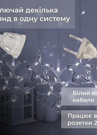 Гірлянда штора 3х0,9 м сніжинка зірка на 145 led лампочок світлодіодна 10 шт білий shop