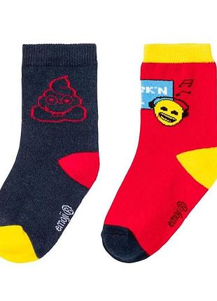 Комплект носков для мальчика emoji из 2 пар, размер обуви 23-26, цвет красный, синий