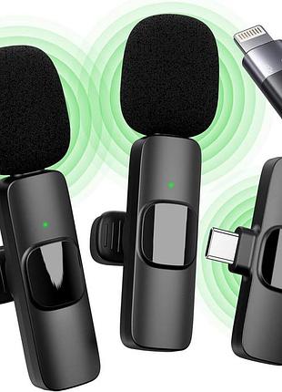 Бездротові петличні мікрофони qhot k1, usb-c/lightning для iphone 15/16 та android, із шумозаглушенням