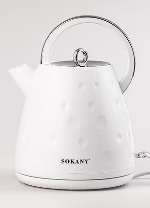 Електрочайник безшумний з нержавійки на 1,7 л 1850 вт sokany sk-1033 shop