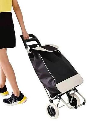 Сумка на колесиках для покупок trolley small черная top shop ua_