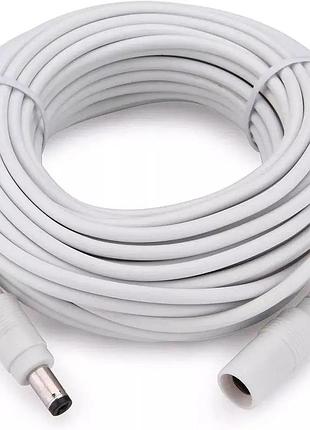 Универсальный кабель удлиннитель питания 12 v белый 10 метров 12в 5.5×2.1mm