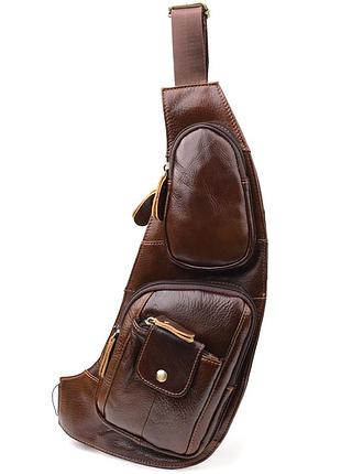 Мужская сумка с большим количеством карманов из натуральной кожи vintage 22962 коричневый