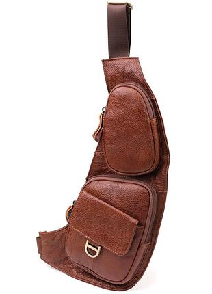 Мужская сумка через плечо из зернистой натуральной кожи vintage 22966 коричневый