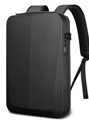 Рюкзак bange с кодовым замком, мужской, городской c usb, для техники, ноутбука до 15.6|, с твердым корпусом черный