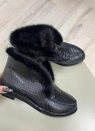Лоферы ботинки женские деми зима отделка норка
