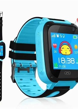 Детские смарт часы телефон smart baby watch s4 с gps синий цвет. умные часы
