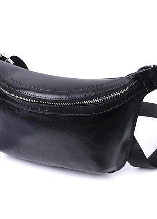Кожаная бананка унисекс grande pelle 22813 черный