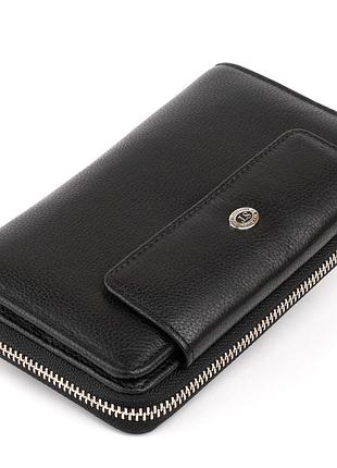Гаманець зі шкіри на клямці st leather 19339 чорний