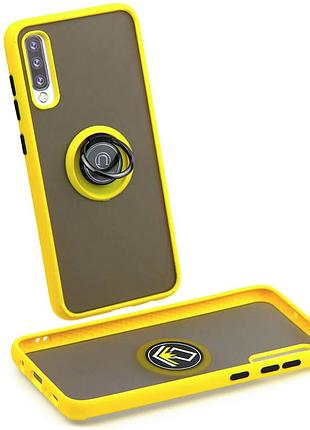 Чехол fiji colorframe для samsung galaxy a50 2019 (a505) матовый бампер с кольцом подставкой yellow