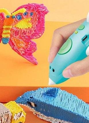 Детская 3d ручка аккумуляторная дельфин с пластиком 8 цветов для творчества