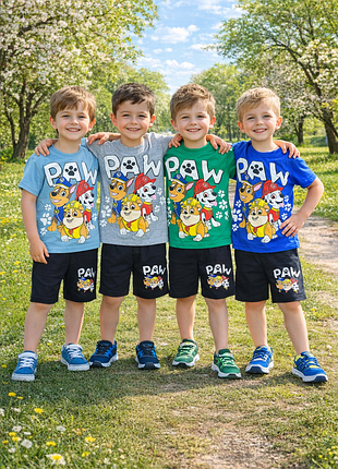 Летний костюм (футболка + шорты) для мальчика paw patrol, размеры: 98-140