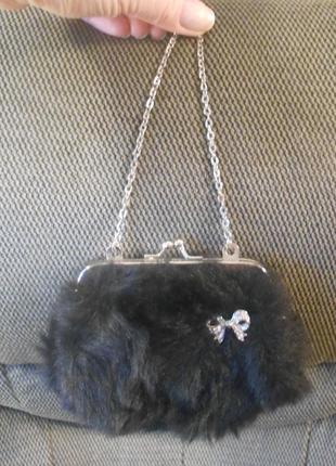 Вечерняя сумочка -клатч ,искусственный мех ,debut