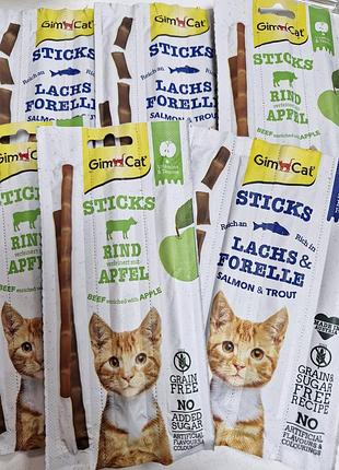 Ласощі для котів gimcat sticks. палички джимкет  м'ясні палички для котів ласощі для котів без цукру смаколики доя котів