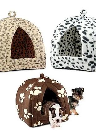 Мягкий домик для собак и кошек pet hut white 35 см х 40 см с подушкой