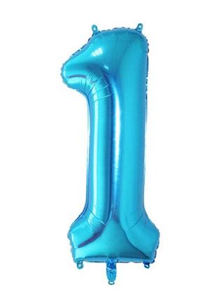 Фольгированная цифра "1", голубая - 70 см (32 дюйма)
