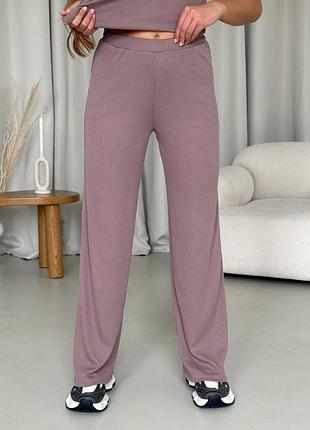 Широкие брюки палаццо в рубчик бежевые merlini дженто 600001402 l/xl