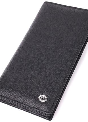 Женский вертикальный кошелек на магнитах из натуральной кожи st leather 22538 черный