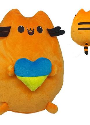 М'яка іграшка "пушин кет крапелька" з серцем, помаранчевий 26см, тм dreamtoys, україна