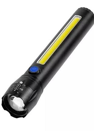 Аккумуляторный фонарь 2в1 bl-c63 p50, с usb, 3 режима, влагозащищенный, с фокусировкой