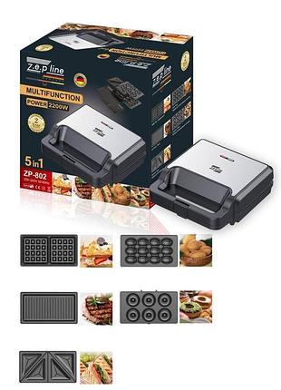 Вафельница-мультипекарь 5в1 zepline zp-802 2200вт