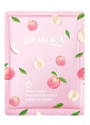 Тканевая маска для лица с экстрактом персика bioaqua peach extract hexapeptide extract