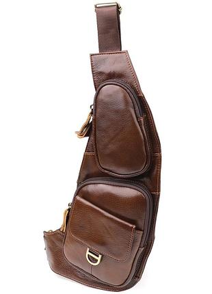 Мужская сумка через плечо из гладкой натуральной кожи vintage 22965 коричневый