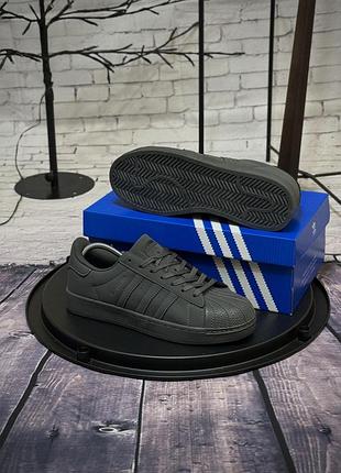 Мужские кроссовки adidas superstar темно-серые – классика стиля!
