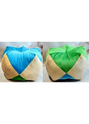 Дитячий м'який пуф (блакитний-беж-зелений), 60*60*30см, тм dreamtoys