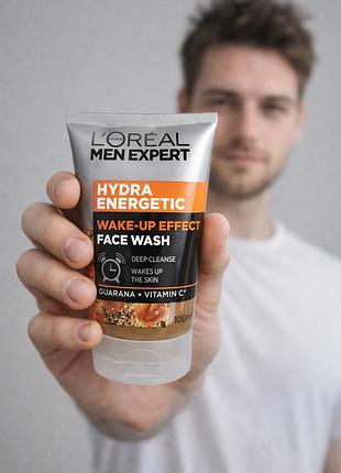 Гель для вмивання l'oreal paris men expert hydra energetic очищуючий з пробуджуючим ефектом, для чоловіків, 100 мл