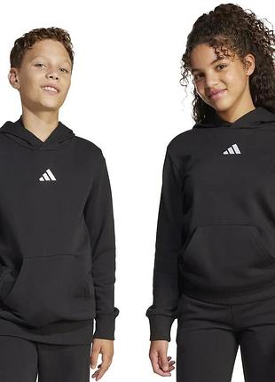 Підліткове чорне худі з капюшоном та кишенею кенгуру adidas на зріст 152см вік 11-12 років
