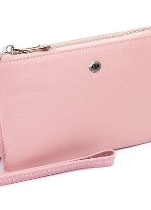 Вместительный клатч на два отделения женский st leather 19250 розовый