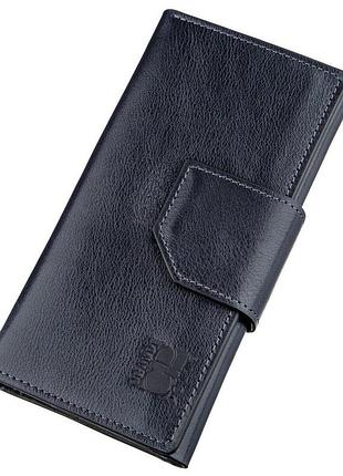 Добротный вертикальный клатч унисекс на хлястике с магнитом grande pelle 11221 синий