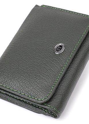 Женский кошелек компактного размера из натуральной кожи st leather 23072 зеленый