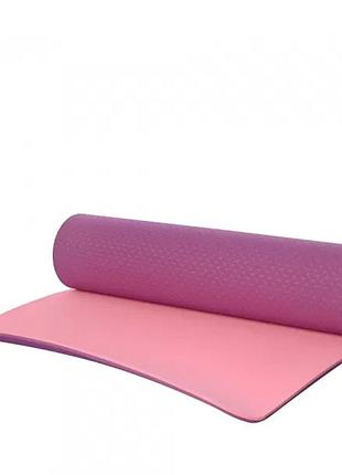 Профессиональный коврик двухслойный для йоги tpe profi yoga mat 183 см × 61 см толщина 8 мм