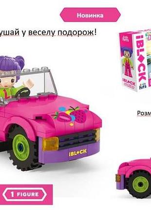 Конструктор kids hits iblock junior дівчатка, джип, 139 дет, компл. фігур, інстр., наліпки, в кор. 24*16*6см