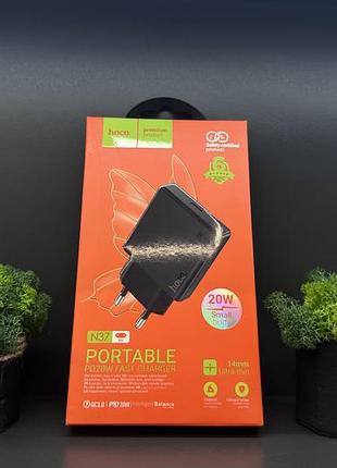 Зарядний пристрій hoco n37 delgado usb-c pd 20w / швидка зарядка / новий