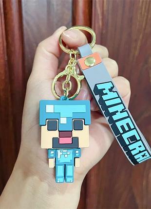 Брелок "стів в алмазній броні", "minecraft", силіконовий 12см, з карабіном