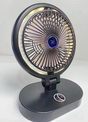 Аккумуляторный вентилятор wl-1564 с led-подсветкой 3 режима мощности портативный настольный вентилятор black