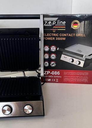 Электрогриль контактный прижимной zepline zp-086 со съемными пластинами 3500вт